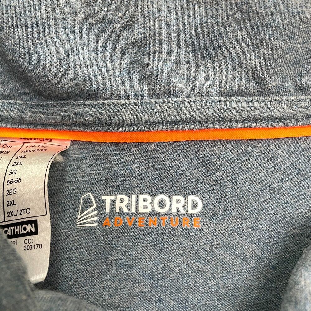 Decathlon 100M Tribord Adventure Polo Shirt Mens 2XL Heather Gray Sailing Soft - Picture 3 of 13